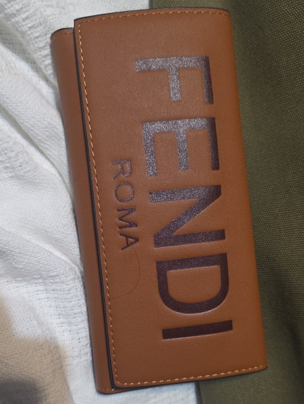 Fendi Brown Leather Continental Wallet with Bold Logo